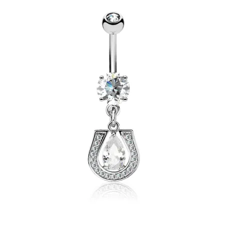 Piercing nombril pendentif fer à cheval pavé