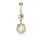 Piercing nombril plaqué or pendentif fer à cheval pavé