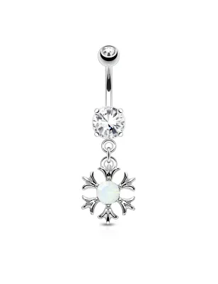 Piercing nombril pendentif soleil tribal opalite rose