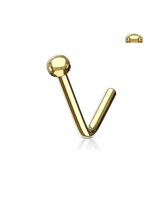 Piercing nez tige en L acier doré dôme