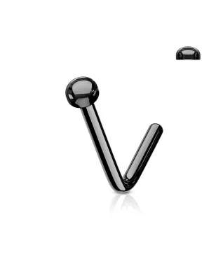 Piercing nez tige en L acier noir dôme