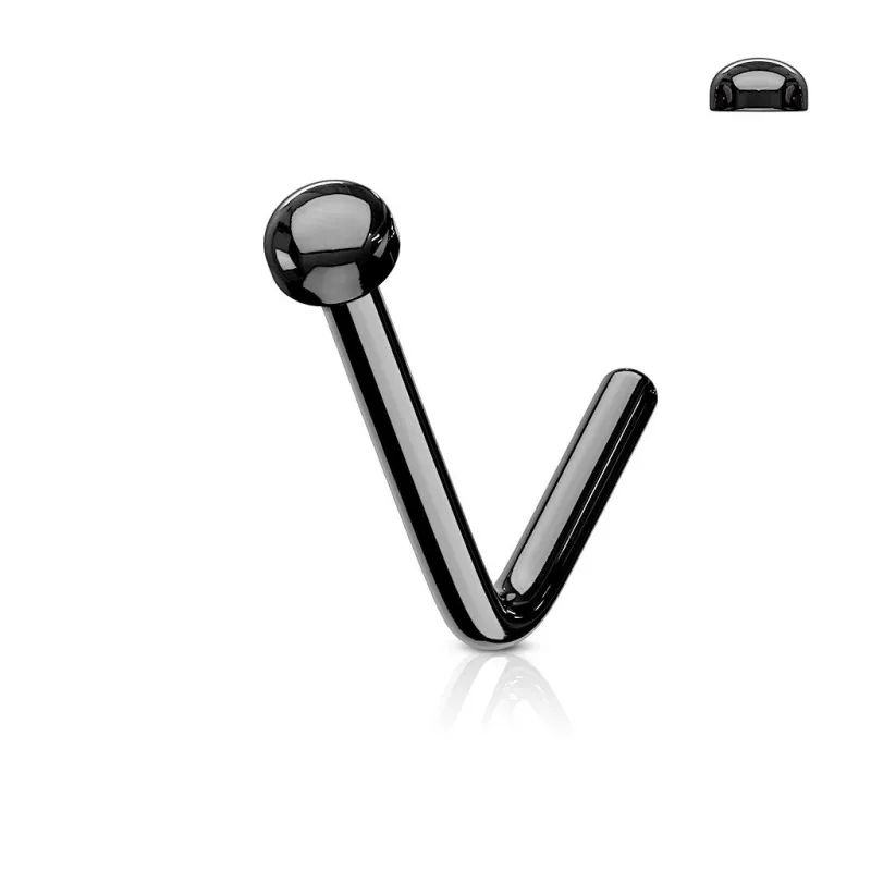 Piercing nez tige en L acier noir dôme