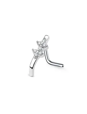 Piercing nez tige en L courbé double losange