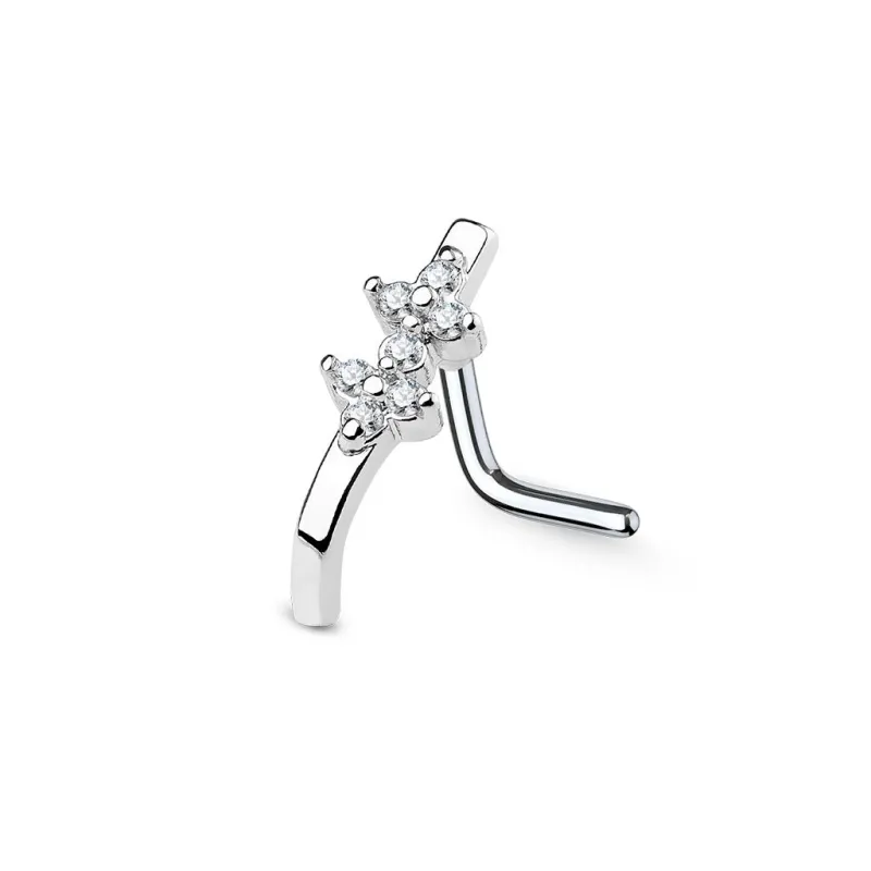 Piercing nez tige en L courbé double losange