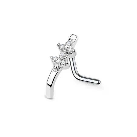 Piercing nez tige en L courbé double losange