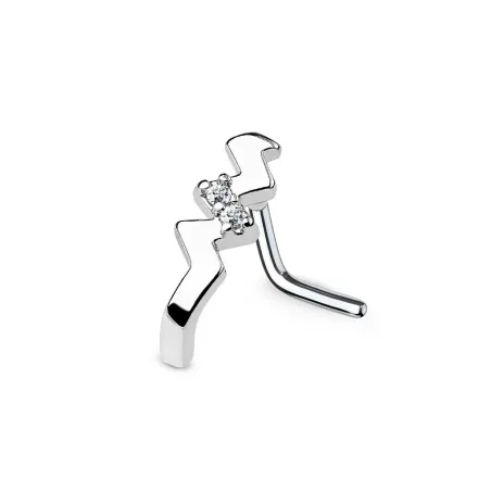 Piercing nez tige en L courbé twist strass