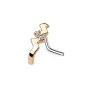 Piercing nez tige en L or rose courbé twist strass