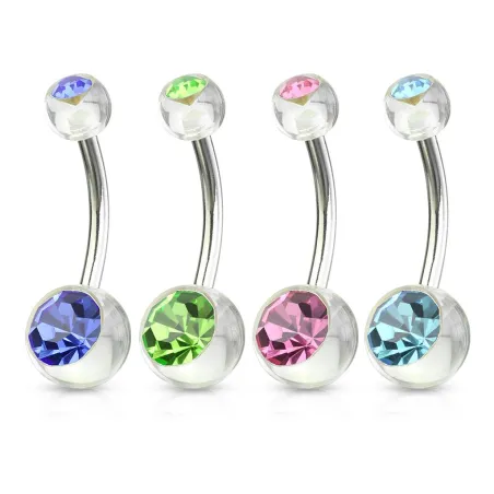 Lot de 4 Piercing Nombril Boules Acrylique Gemmes