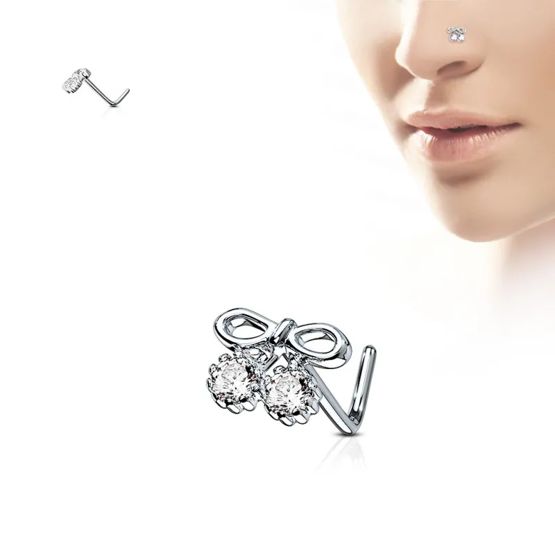 Piercing nez tige en L noeud et gemmes
