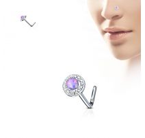 Piercing nez tige en L dôme opale violette