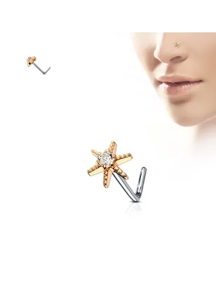 Piercing nez tige en L étoile éclatante rosée