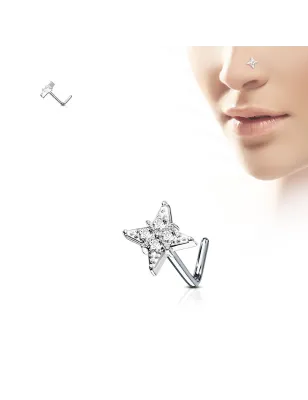 Piercing nez tige en L losange 4 gemmes