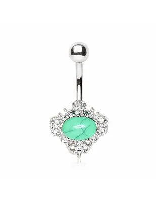 Piercing nombril pierre jade ornée