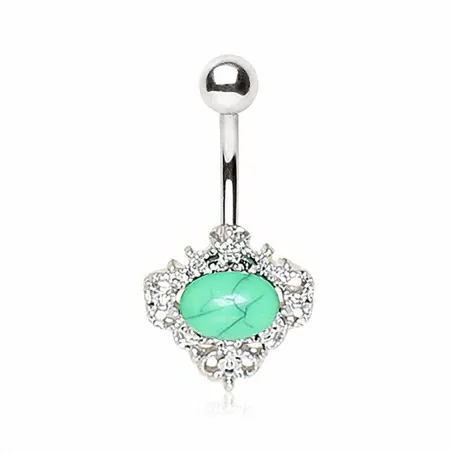 Piercing nombril pierre jade ornée