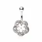 Piercing nombril marguerite blanche gemmes