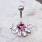 Piercing nombril éventail rose gemmes
