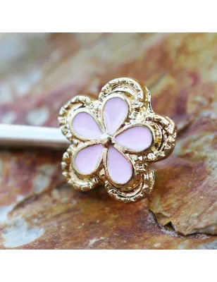 Piercing téton fleur rose et doré