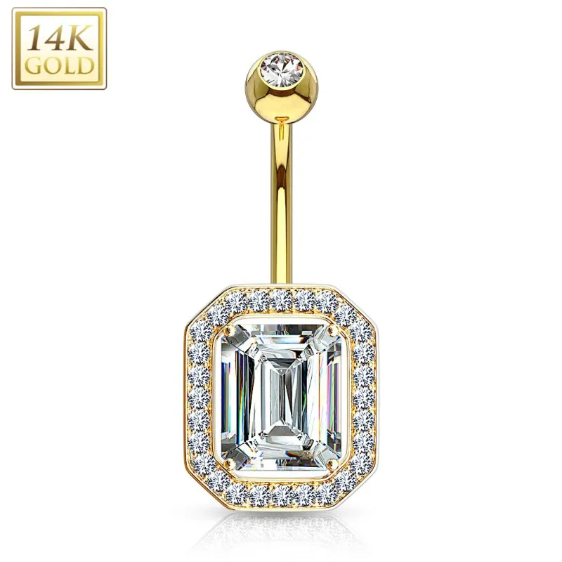 Piercing nombril Or jaune 14 carats rectangulaire