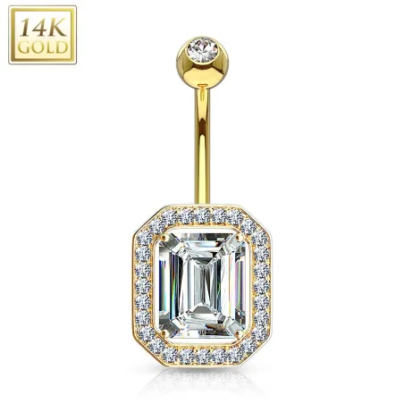 Piercing nombril Or 14 carats rectangulaire