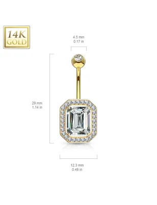 Piercing nombril Or 14 carats rectangulaire