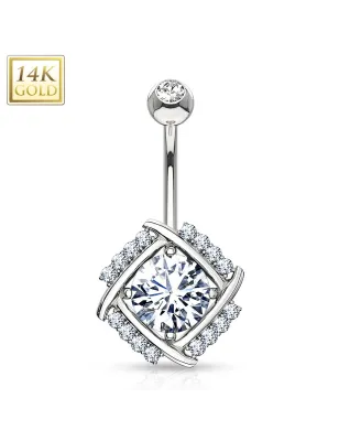 Piercing nombril Or Blanc 14 Carats moulin à vent