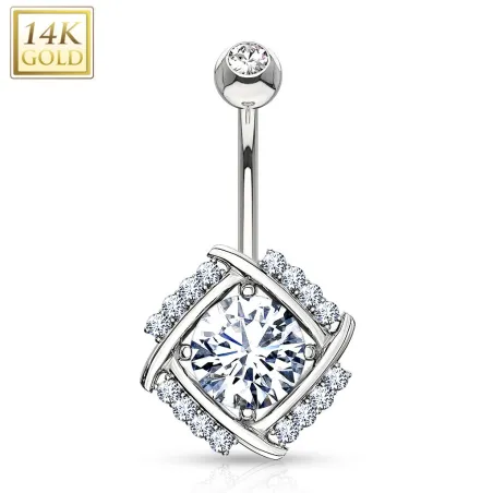 Piercing nombril Or Blanc 14 Carats moulin à vent