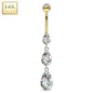 Piercing nombril Or Jaune 14 Carats larmes
