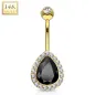 Piercing nombril or 14 carats poire noire