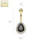 Piercing nombril or 14 carats poire noire