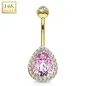 Piercing nombril or 14 carats poire rose