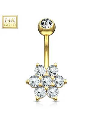 Piercing nombril Or Jaune 14 Carats Fleur
