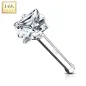 Piercing nez tige droite Or blanc 14 carats gemme carré Piercing nez tige droite Or blanc 14 carats gemme carré