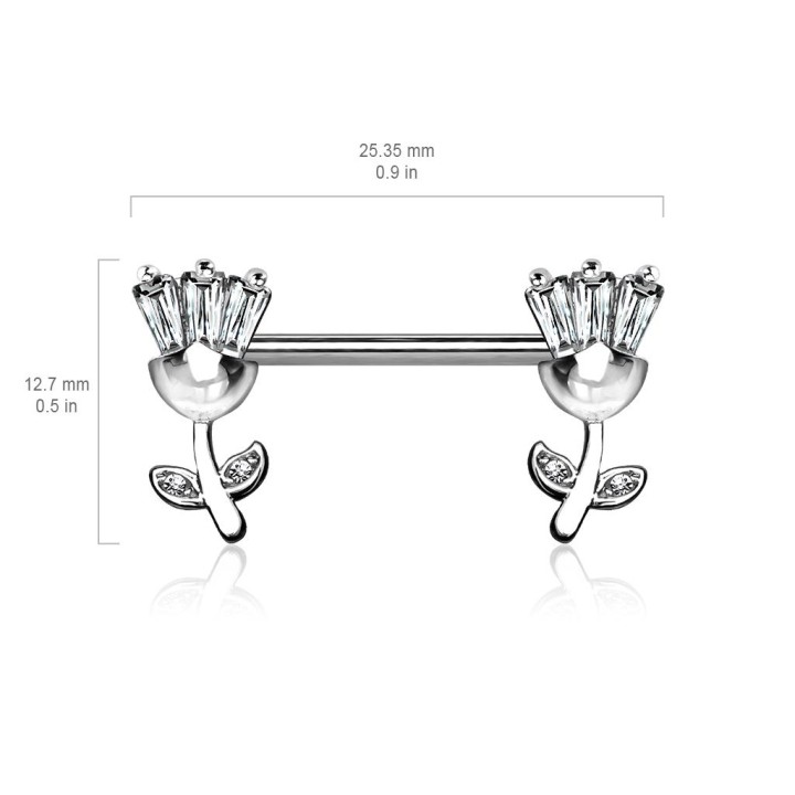 Piercing téton tulipes avec strass