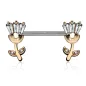Piercing téton tulipes avec strass plaqué or rose
