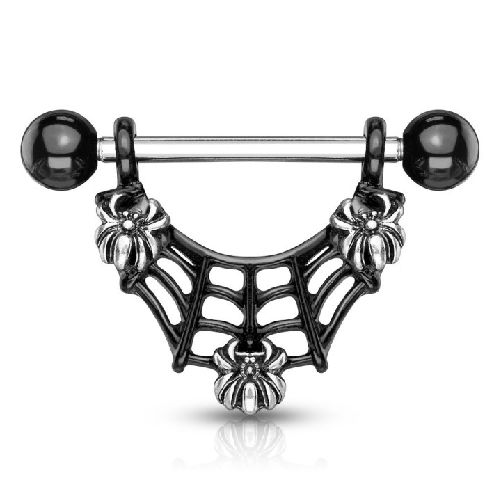 Piercing téton toile d'araignée noire