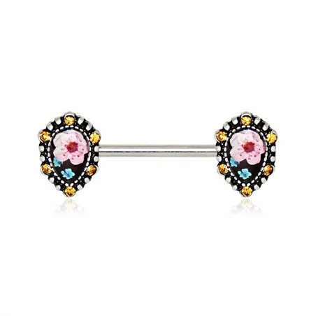 Piercing téton floral larmes