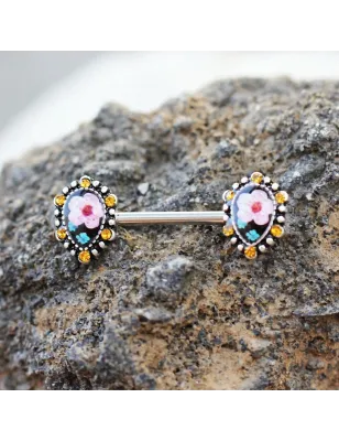 Piercing téton floral larmes