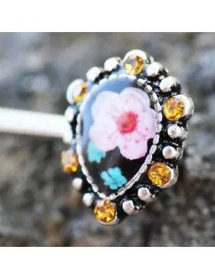 Piercing téton floral larmes