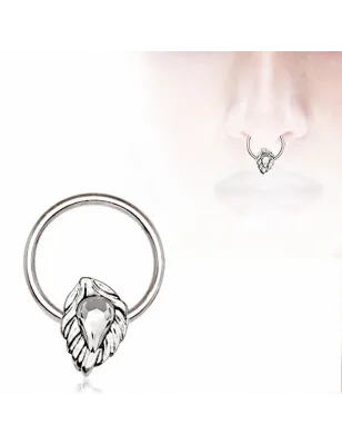 Piercing anneau captif feuille gemme
