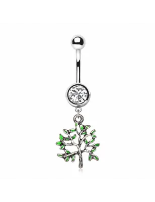 Piercing nombril arbre de vide vert