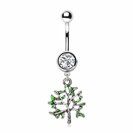 Piercing nombril arbre de vide vert