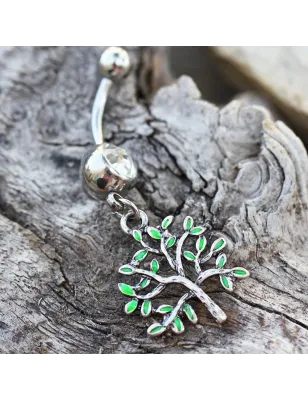 Piercing nombril arbre de vide vert