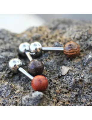 Piercing cartilage hélix bois naturel