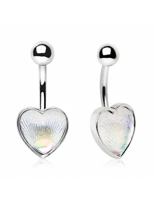 Piercing nombril coeur holographique