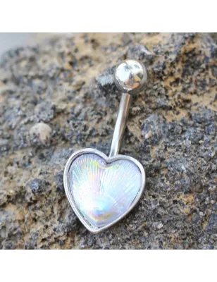 Piercing nombril coeur holographique