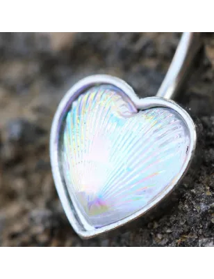 Piercing nombril coeur holographique