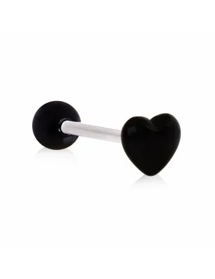 Piercing Langue Coeur acrylique noir