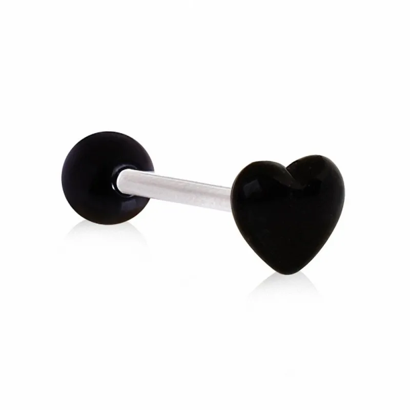 Piercing Langue Coeur acrylique noir