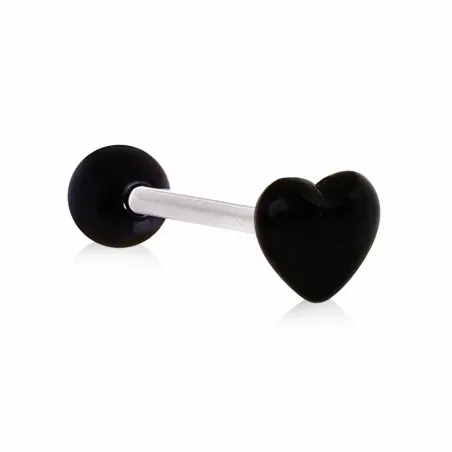Piercing Langue Coeur acrylique noir