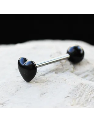 Piercing Langue Coeur acrylique noir